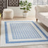 Ivory and Blue Geometric Area Rug